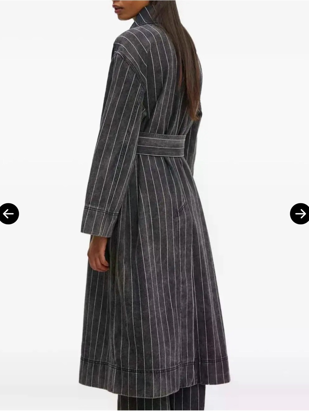 Day Birger et Mikkelsen Pinstripe Long Jean cotton Coat in Charcoal size US 8 - Picture 5 of 5